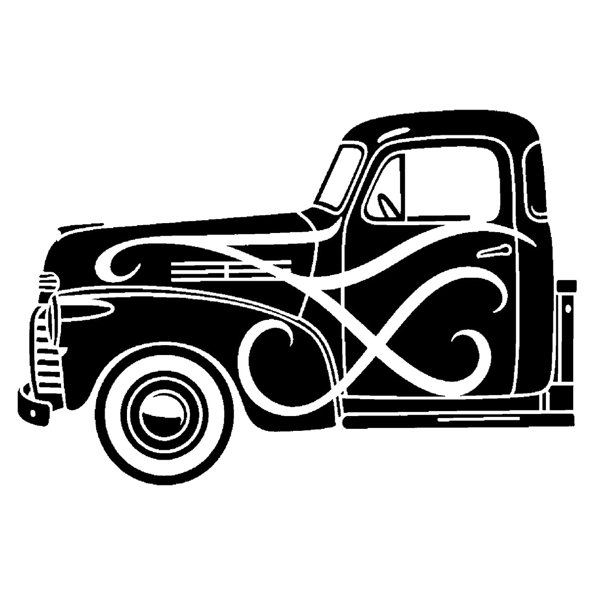 Vintage Pickup Truck Side Profile Stencil for Home Decor and DIY Crafts Template