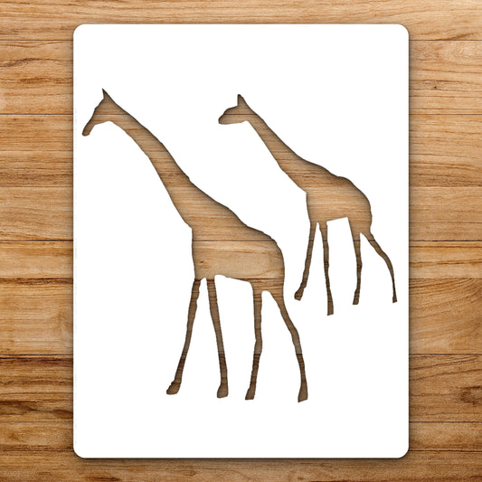 Two Giraffes Standing One In Front reusable Mylar wall painting stencil