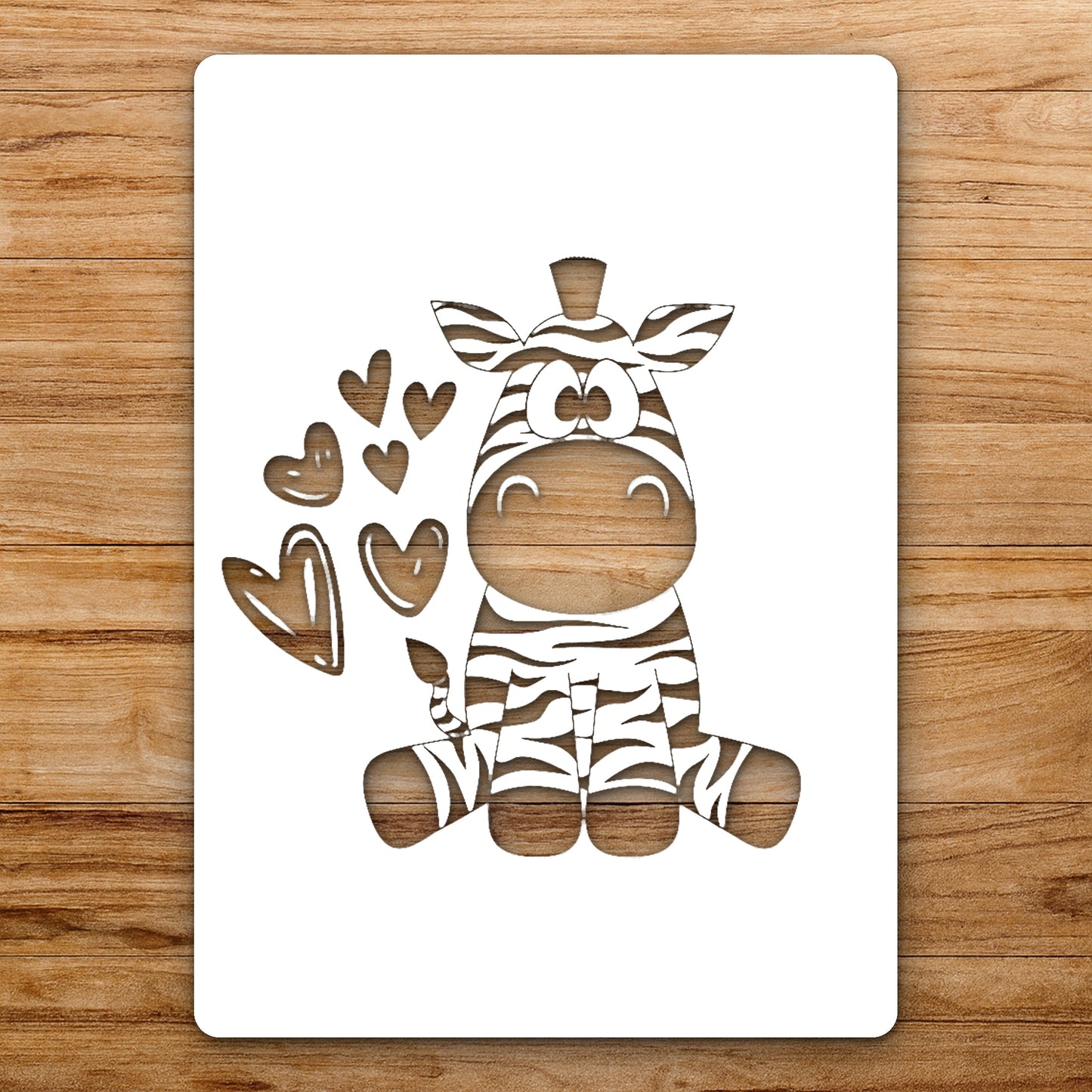 Zebra With Large Eyes Sitting With reusable Mylar wall painting stencil