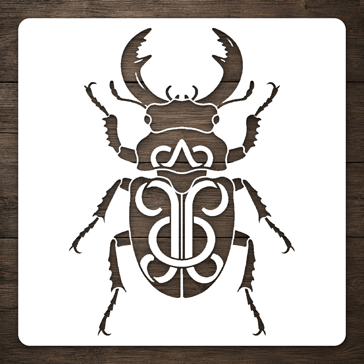 Stag Beetle Ornamental Shell Stencil for Art, Home Decor, DIY Crafts, Unique Gifts Template