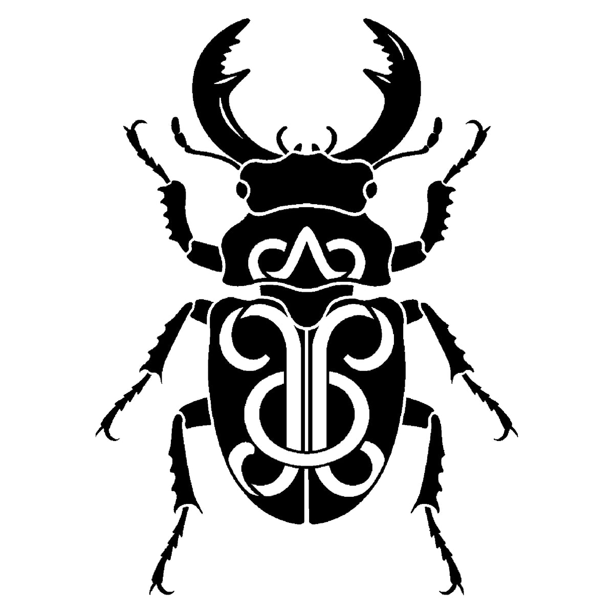Stag Beetle Ornamental Shell Stencil for Art, Home Decor, DIY Crafts, Unique Gifts Template