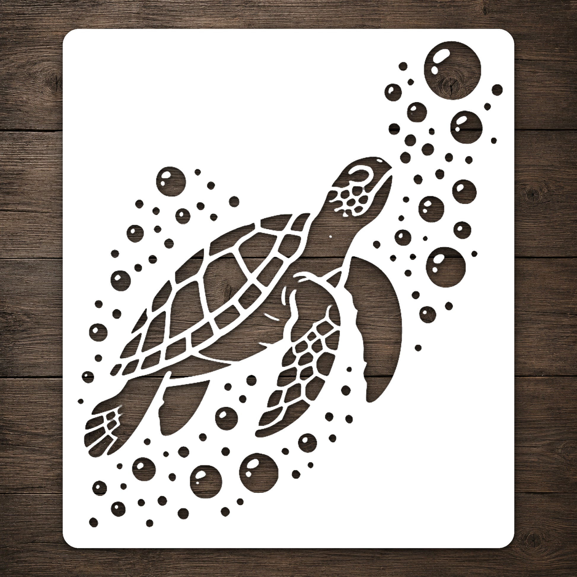 Swimming Sea Turtle with Bubbles Reusable Mylar Stencil for Art and DIY Crafts Template
