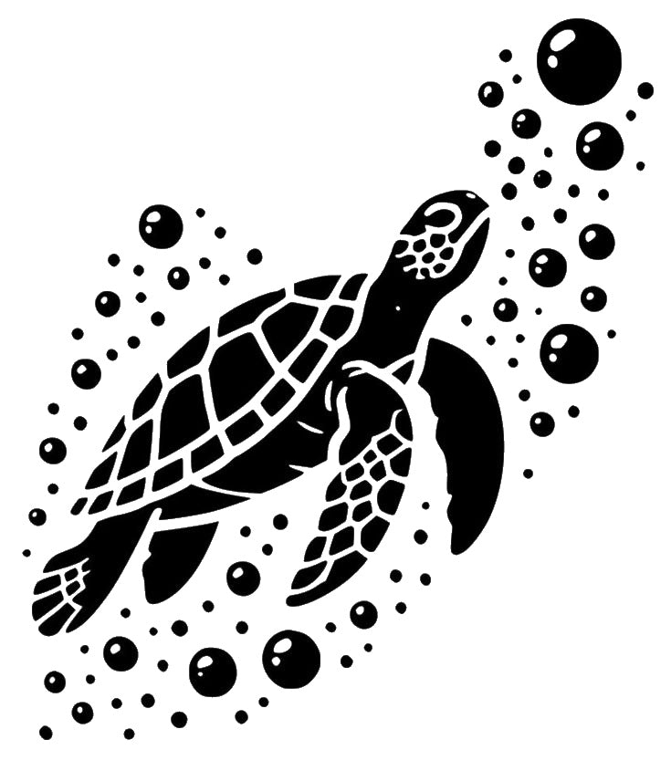 Swimming Sea Turtle with Bubbles Reusable Mylar Stencil for Art and DIY Crafts Template