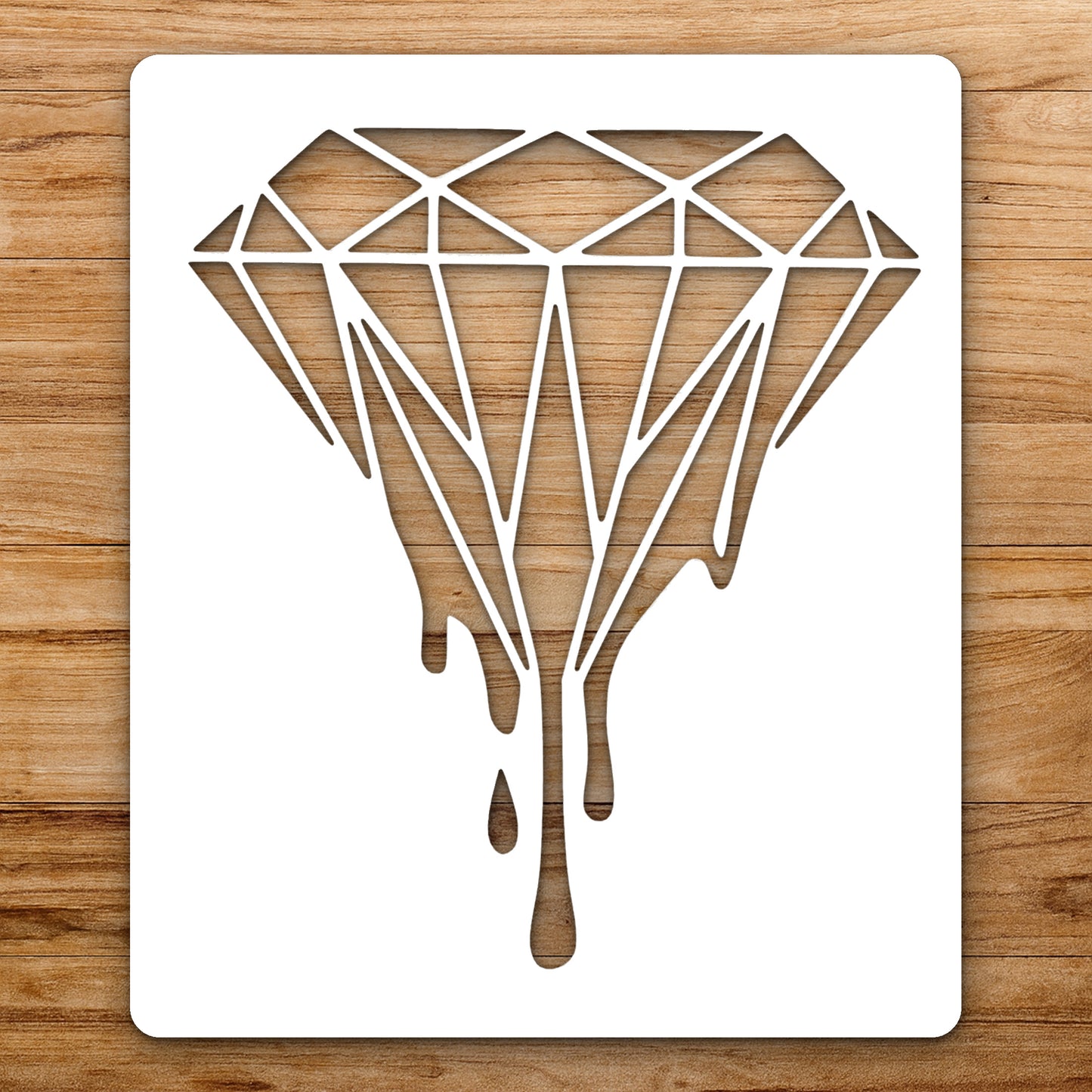 Diamond Shape With Geometric Facets And reusable Mylar wall painting stencil