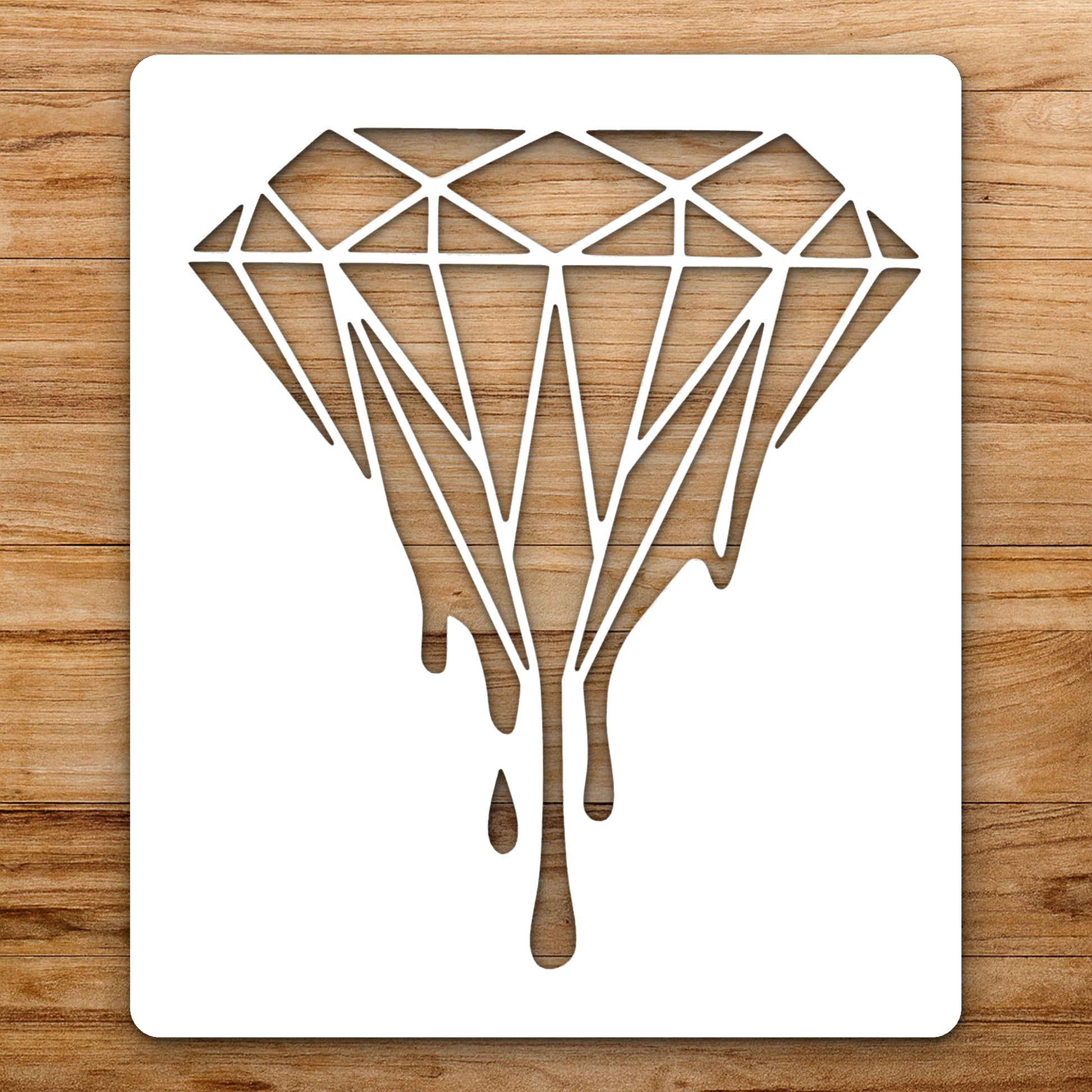 Diamond Shape With Geometric Facets And reusable Mylar wall painting stencil