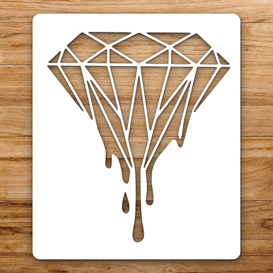 Diamond Shape With Geometric Facets And reusable Mylar wall painting stencil