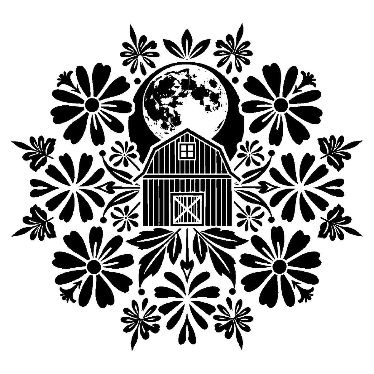 Rustic Barn Beneath Large Harvest Moon Reusable Mylar Stencil for Home Decor & Crafts Template