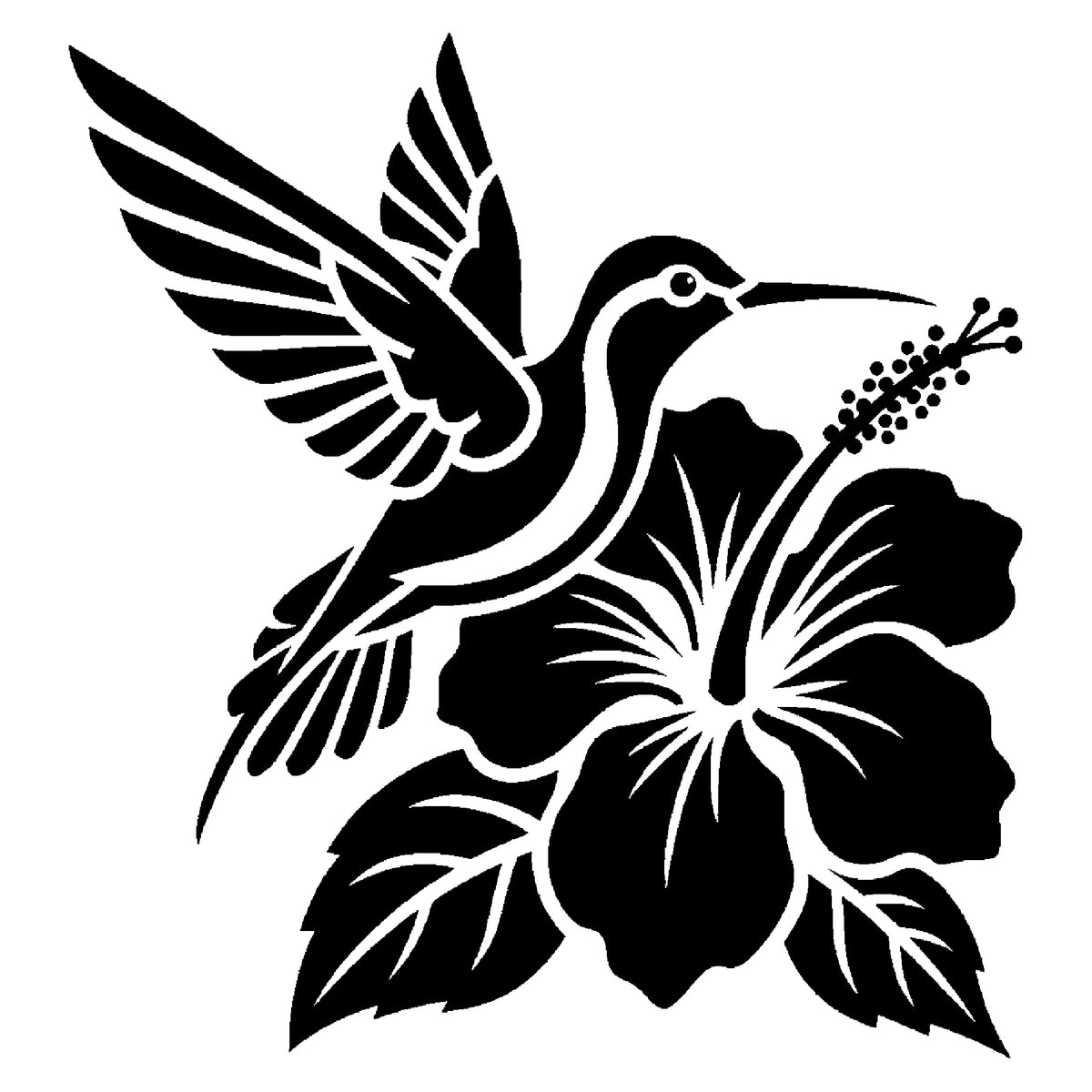 Hummingbird and Hibiscus Flower Reusable Stencil for Art and DIY Crafts Template