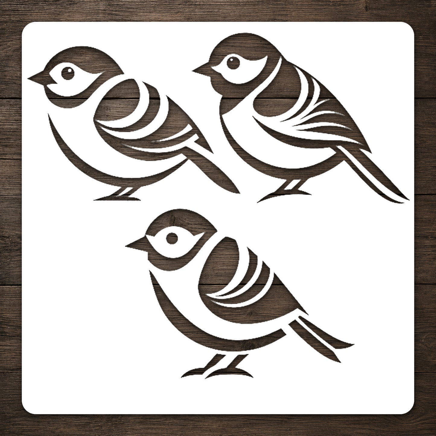 Three Small Birds Profile View Reusable Mylar Stencil for Art and DIY Crafts Template