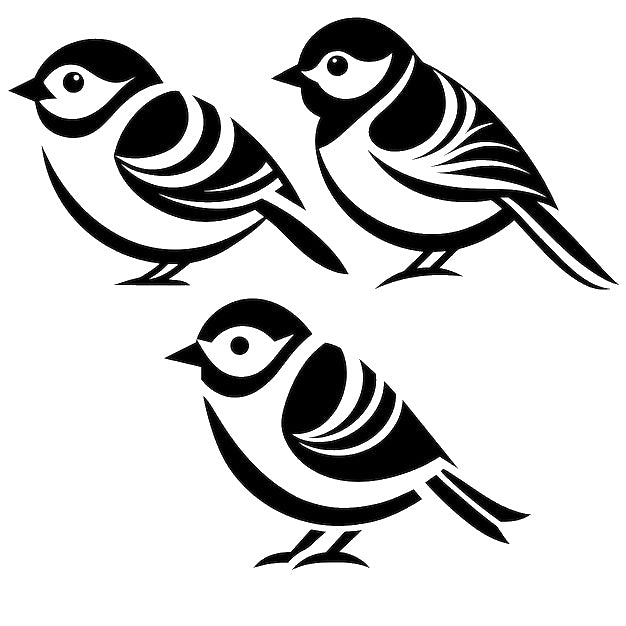 Three Small Birds Profile View Reusable Mylar Stencil for Art and DIY Crafts Template