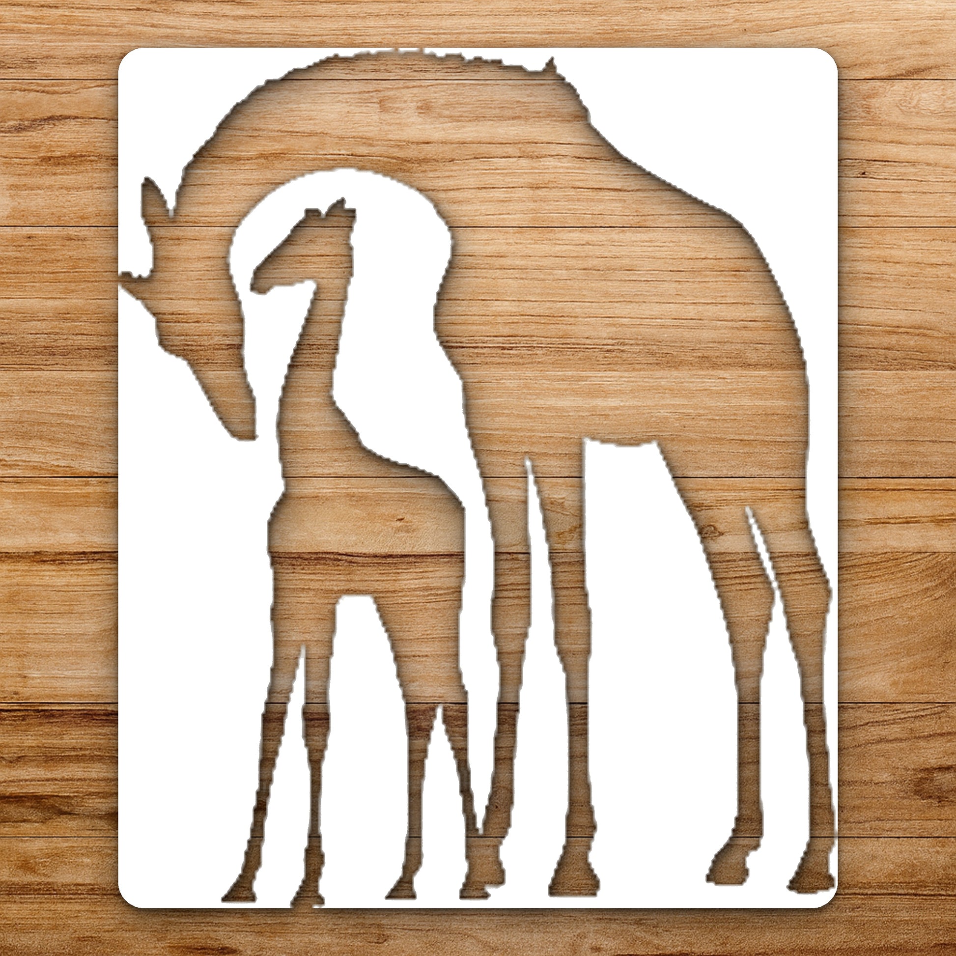 Two Giraffes One Adult And One reusable Mylar wall painting stencil