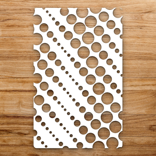 Circular Shapes Arranged In Diagonal With reusable Mylar wall painting stencil