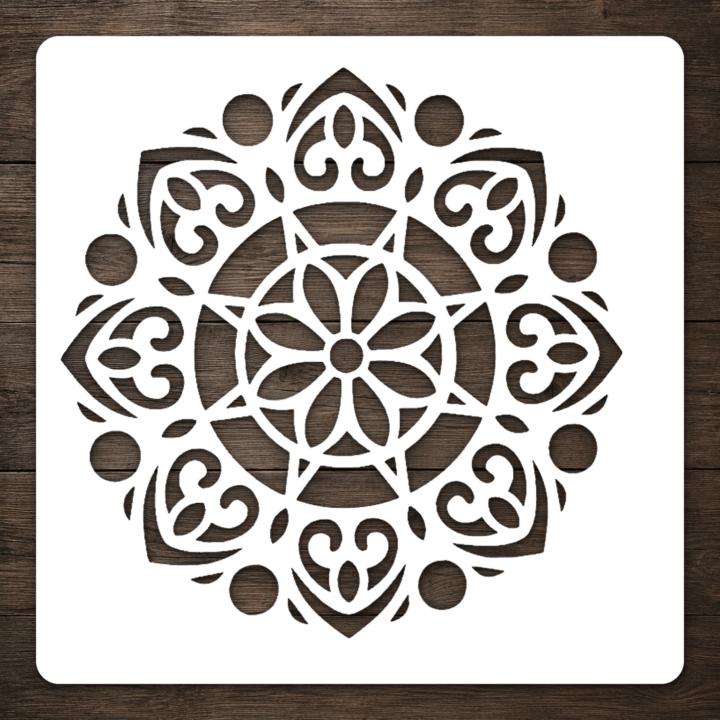Floral Mandala with Hearts Reusable Mylar Stencil for Art and DIY Crafts Template