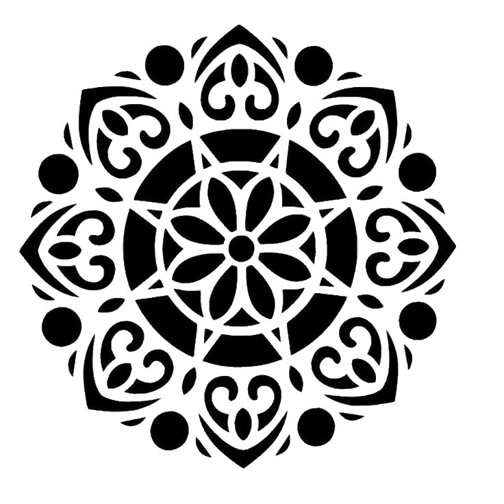 Floral Mandala with Hearts Reusable Mylar Stencil for Art and DIY Crafts Template