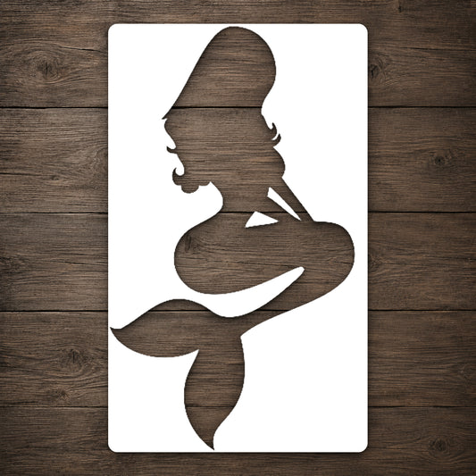 Mermaid Sitting with Long Hair Reusable Mylar Stencil for Art and DIY Crafts Template