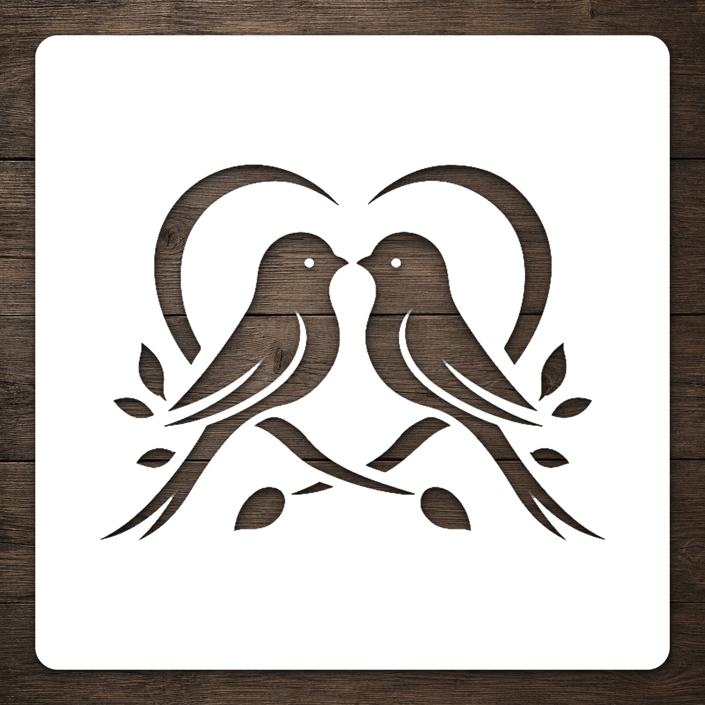 Two Birds Facing Each Other Reusable Mylar Stencil for Art and DIY Crafts Template