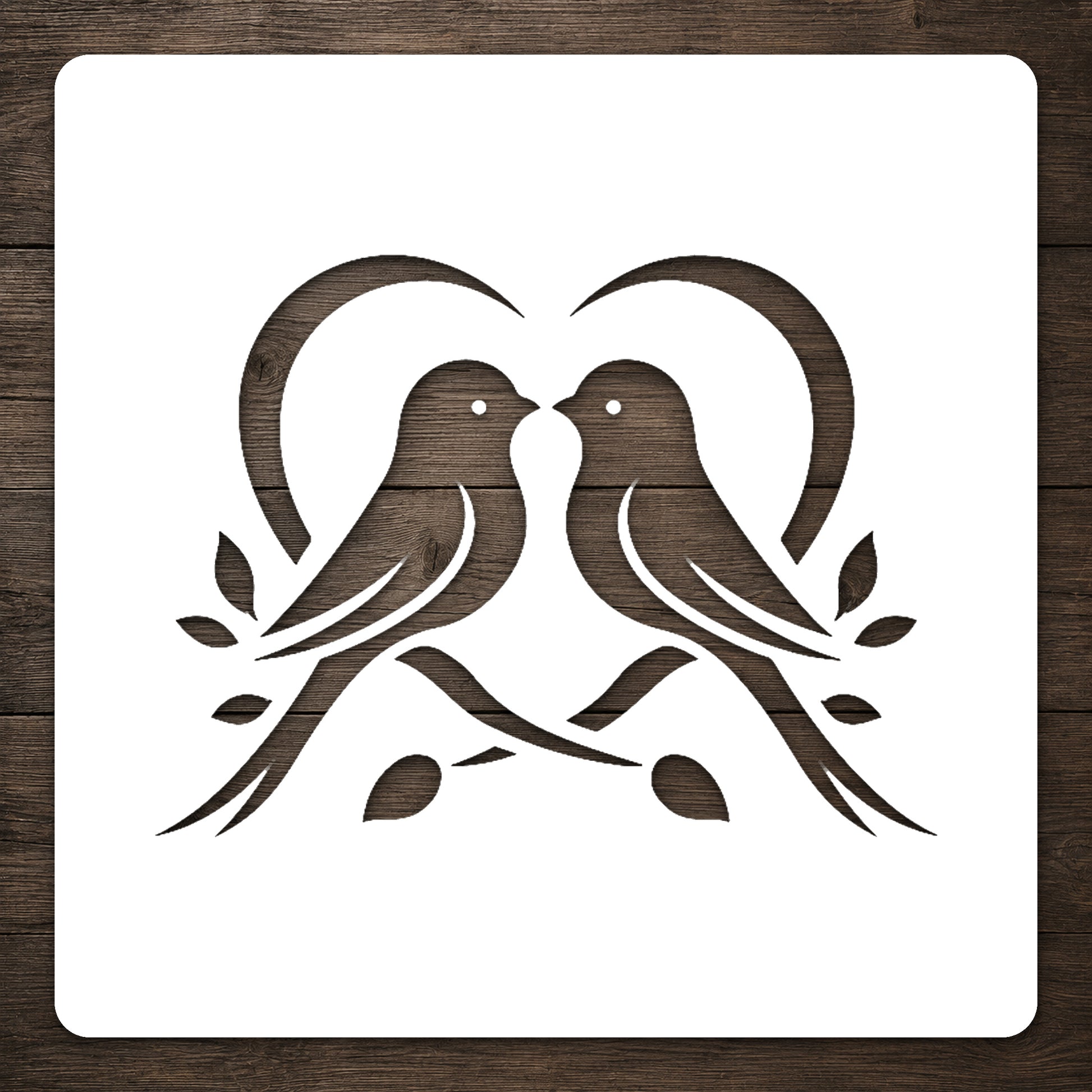 Two Birds Facing Each Other Reusable Mylar Stencil for Art and DIY Crafts Template