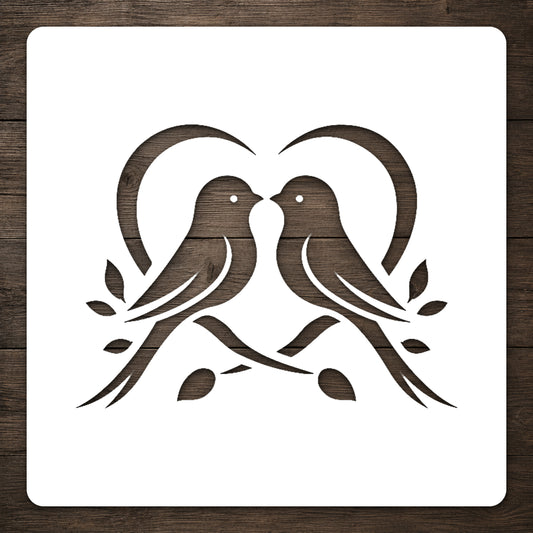Two Birds Facing Each Other Reusable Mylar Stencil for Art and DIY Crafts Template