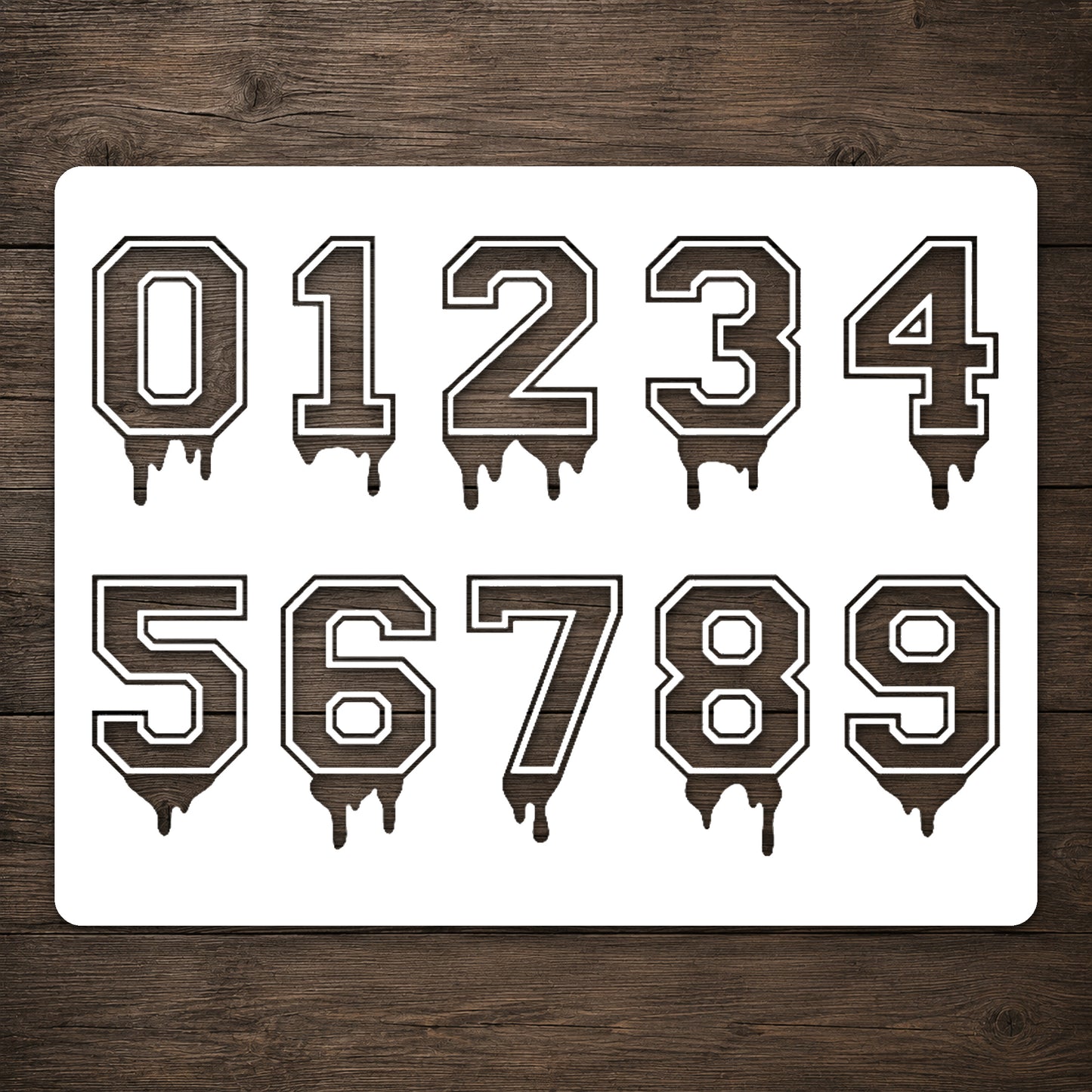 Dripping Numbers Stencil 0-9 for Art, Home Decor, DIY Crafts, Unique Gifts Template
