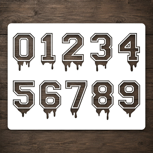 Dripping Numbers Stencil 0-9 for Art, Home Decor, DIY Crafts, Unique Gifts Template