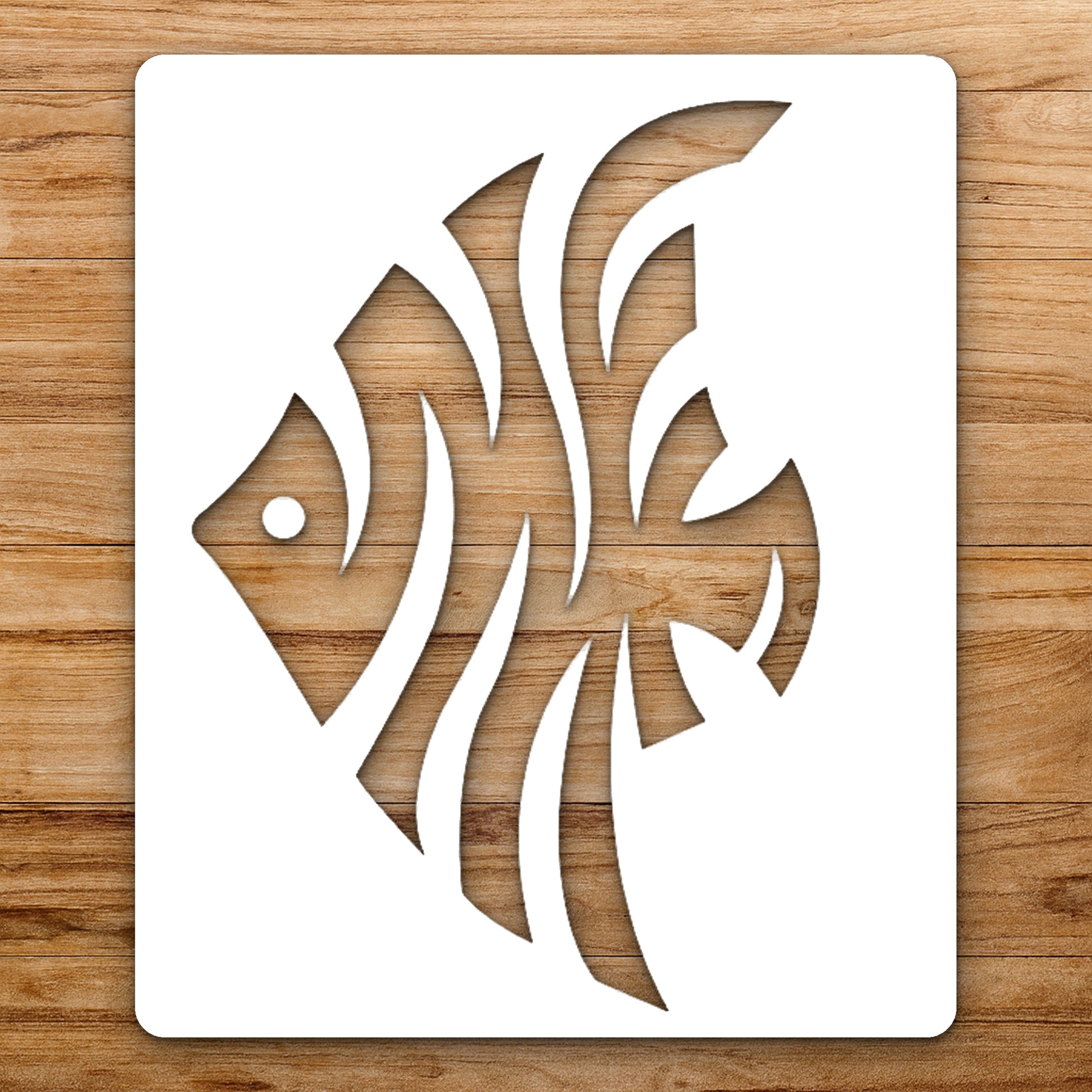 Fish Shape With Curved And Circular reusable Mylar wall painting stencil
