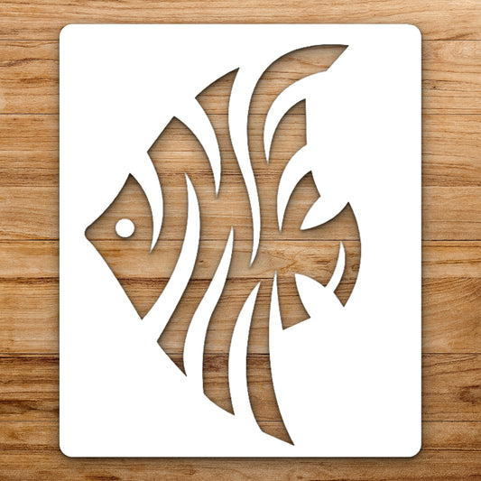 Fish Shape With Curved And Circular reusable Mylar wall painting stencil