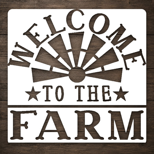 Welcome to the Farm Sign Reusable Mylar Stencil for Home Decor and DIY Crafts Template