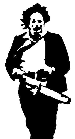 Person Running Holding Chainsaw With Unkempt stencil photo 7