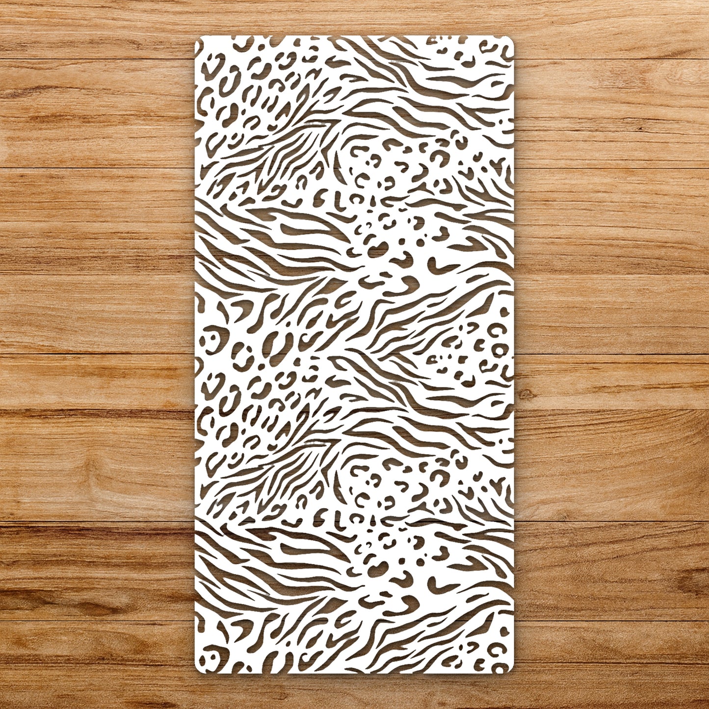 Wavy And Irregular Shapes Resembling Fur reusable Mylar wall painting stencil