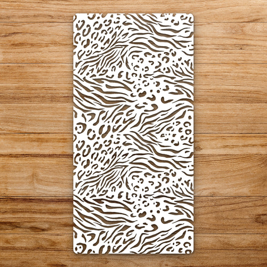Wavy And Irregular Shapes Resembling Fur reusable Mylar wall painting stencil