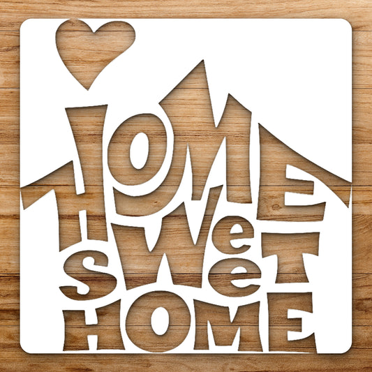 Shapes Forming Home Sweet Home With reusable Mylar wall painting stencil
