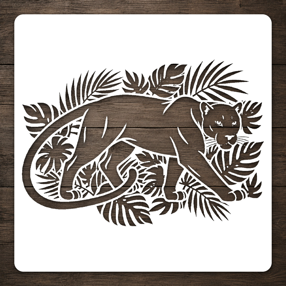 Black Panther Stencil - Jungle Leaves Design for Art, Home Decor & DIY Crafts Template
