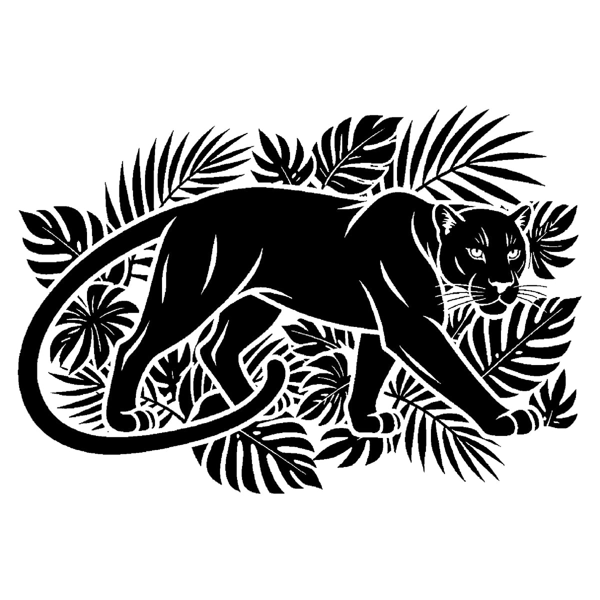 Black Panther Stencil - Jungle Leaves Design for Art, Home Decor & DIY Crafts Template