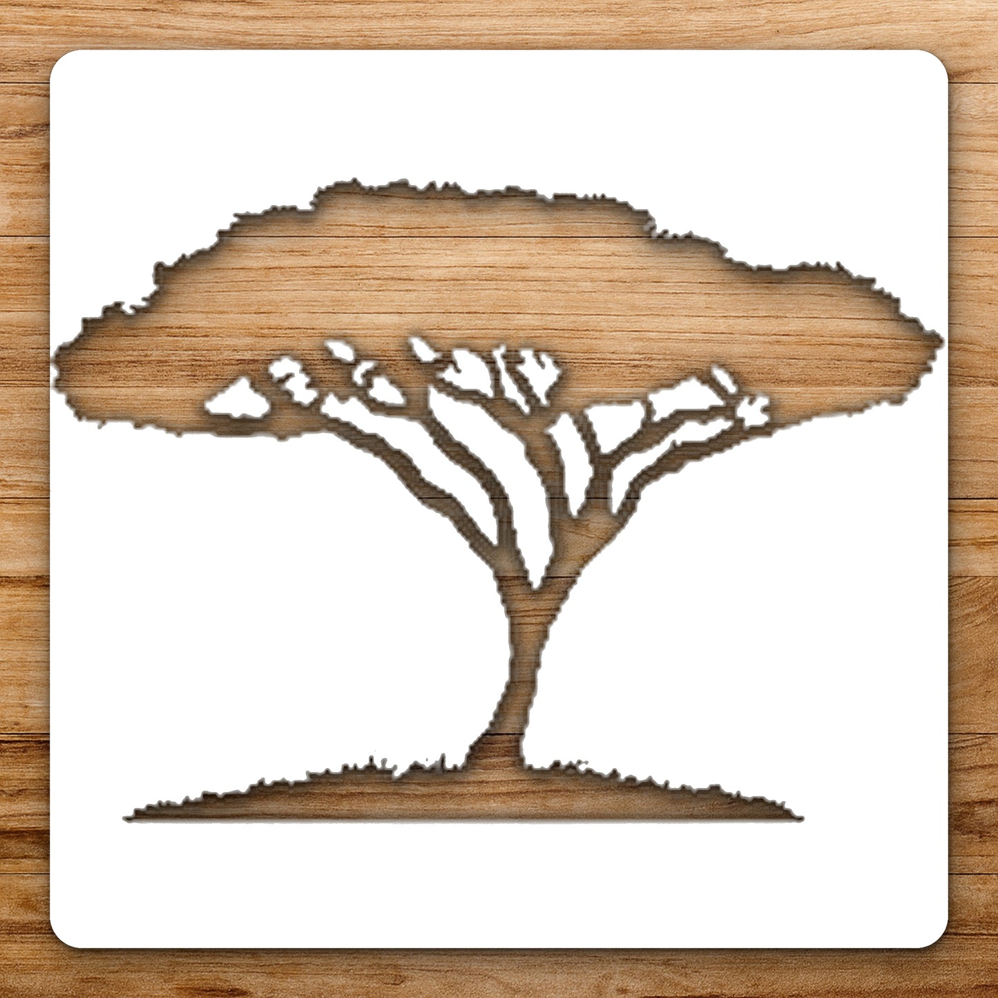 Tree With Spreading Branches And Grass reusable Mylar wall painting stencil