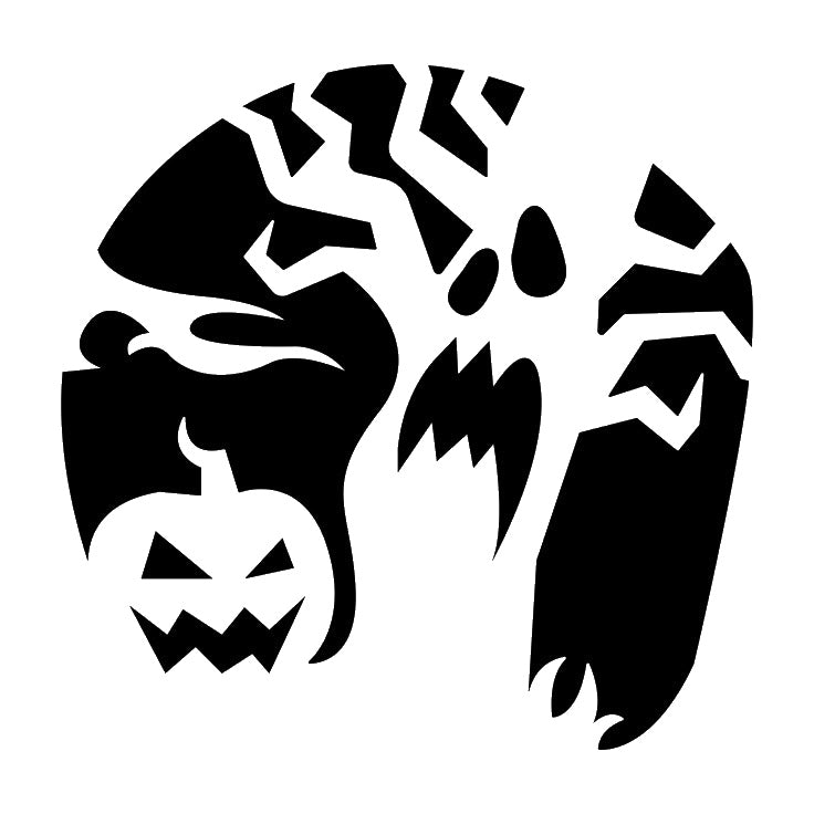 Creepy Pumpkin with Ghost Face Reusable Mylar Stencil for DIY Crafts and Home Decor Template