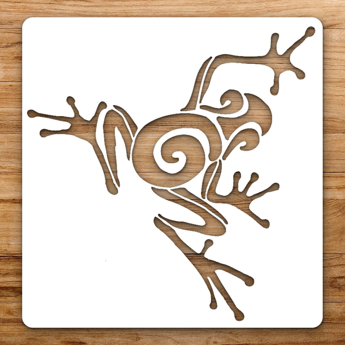 Frog With Extended Limbs And Curled reusable Mylar wall painting stencil