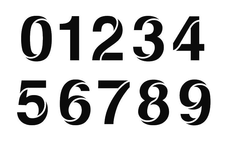 Bold Font Numbers Stencil 0-9 for Art, Home Decor, DIY Crafts, Unique Gifts Template