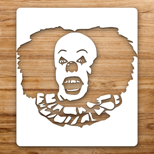 Clown Face With Large Hair And reusable Mylar wall painting stencil