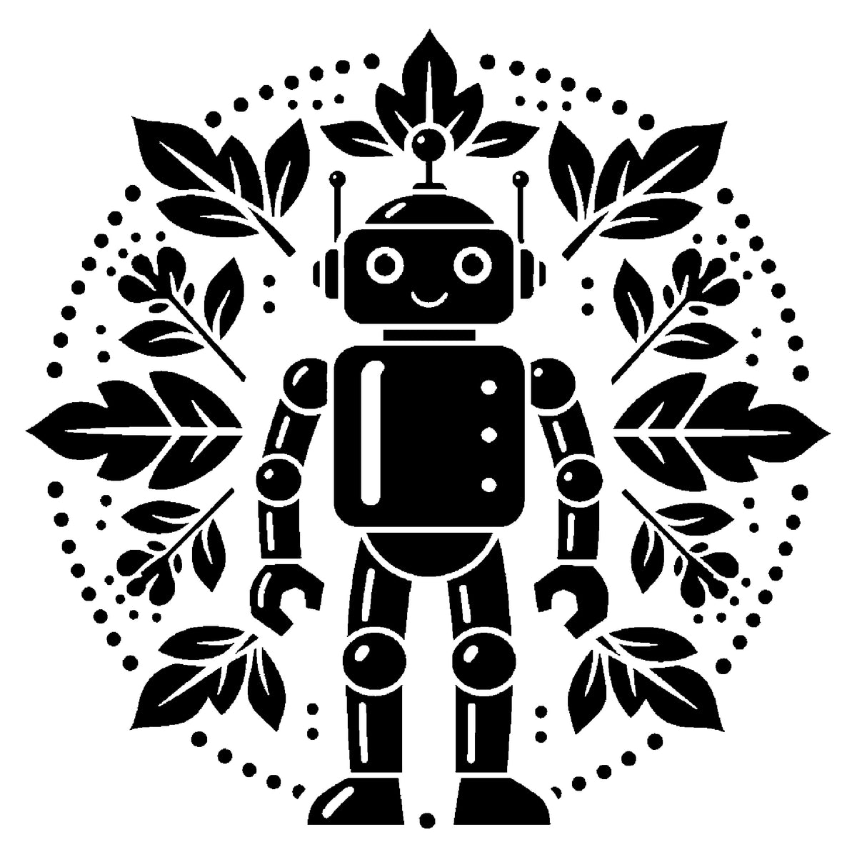 Friendly Retro-Futuristic Robot Reusable Mylar Stencil for Art and DIY Crafts Template