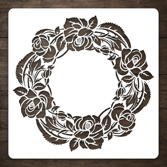 Wild Rose Wreath Stencil for DIY Art, Home Decor, and Unique Gifts Template