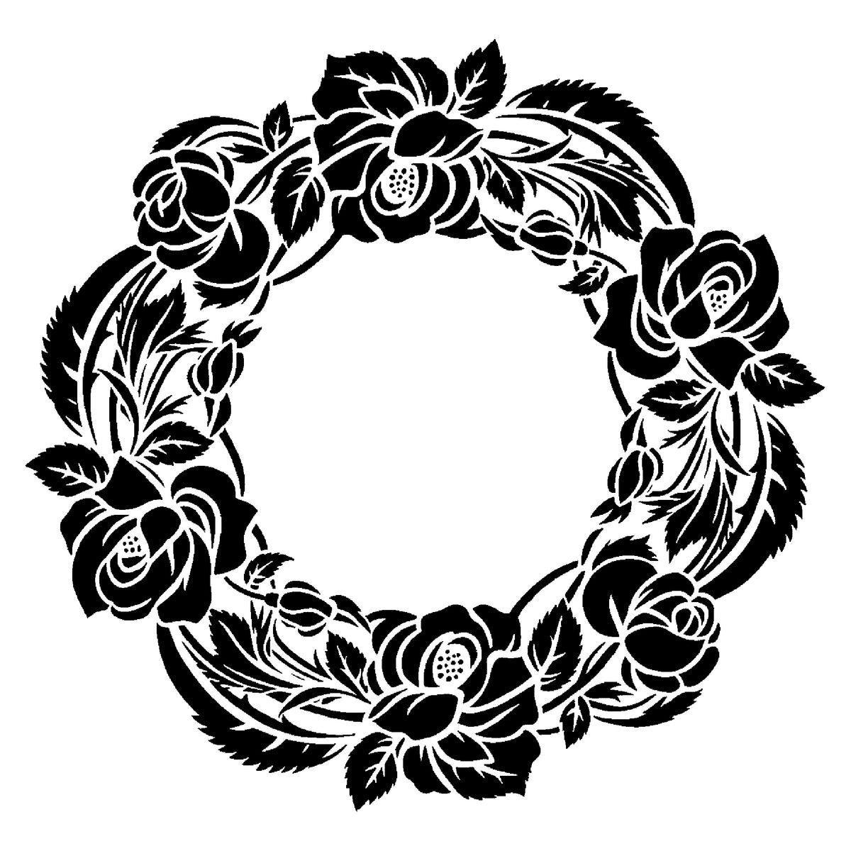 Wild Rose Wreath Stencil for DIY Art, Home Decor, and Unique Gifts Template