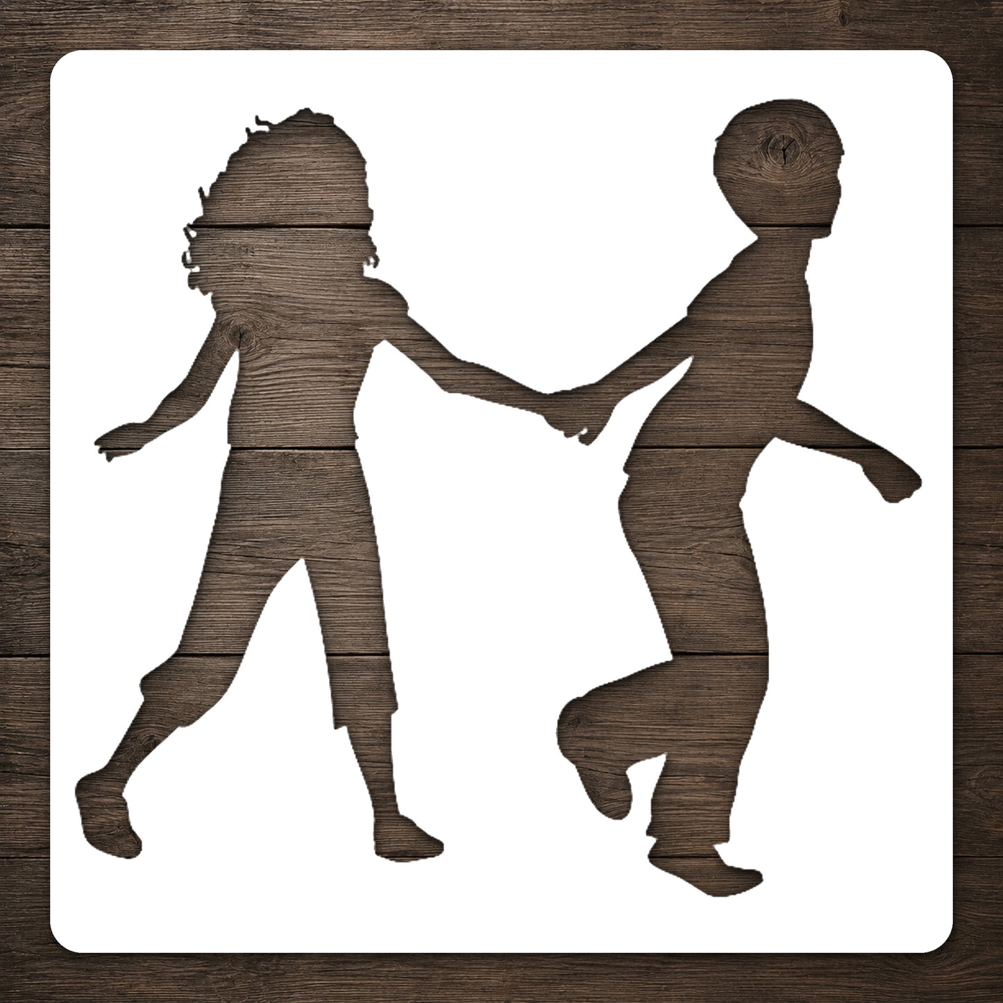 Children Holding Hands Running Reusable Mylar Stencil for Art & DIY Crafts Template