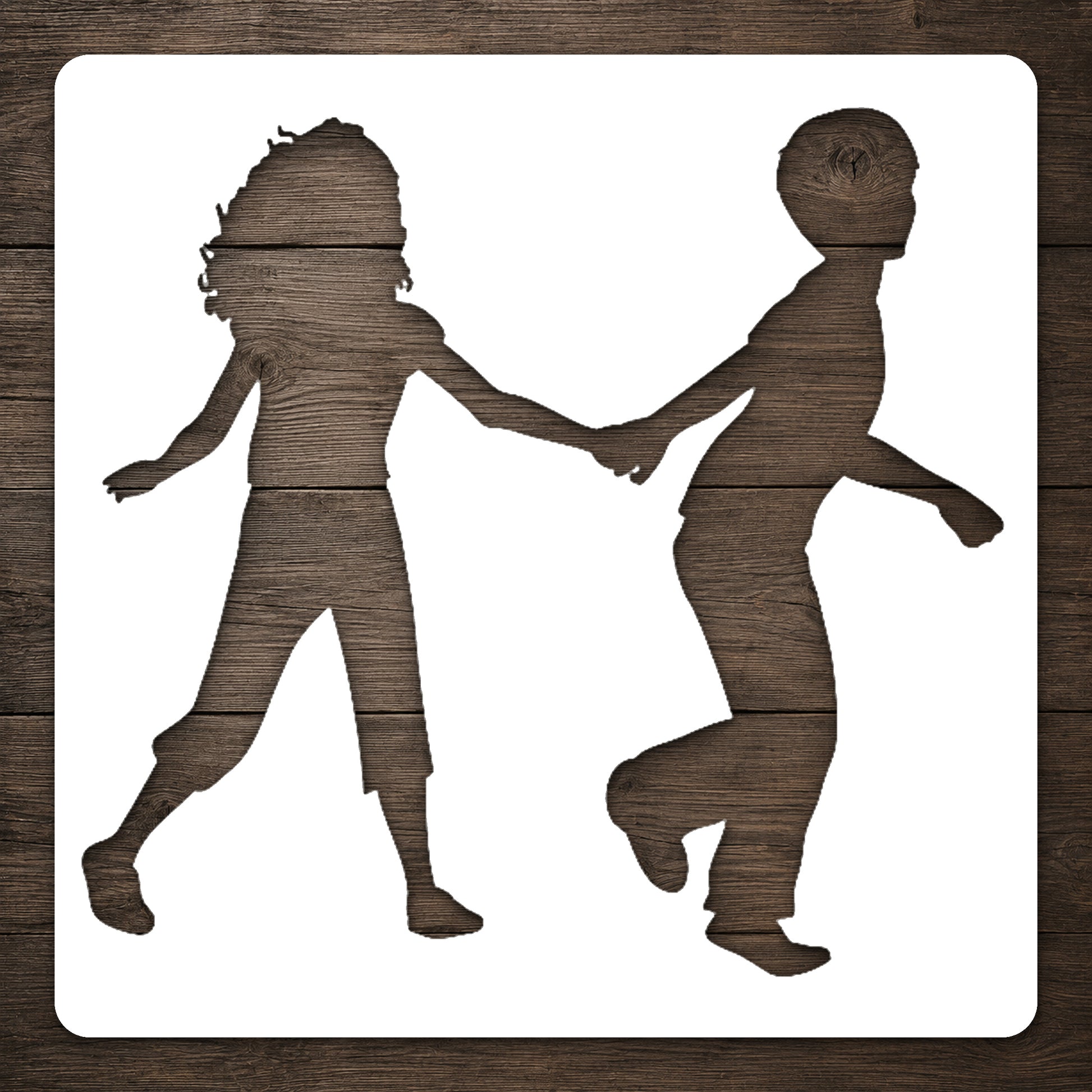 Children Holding Hands Running Reusable Mylar Stencil for Art & DIY Crafts Template
