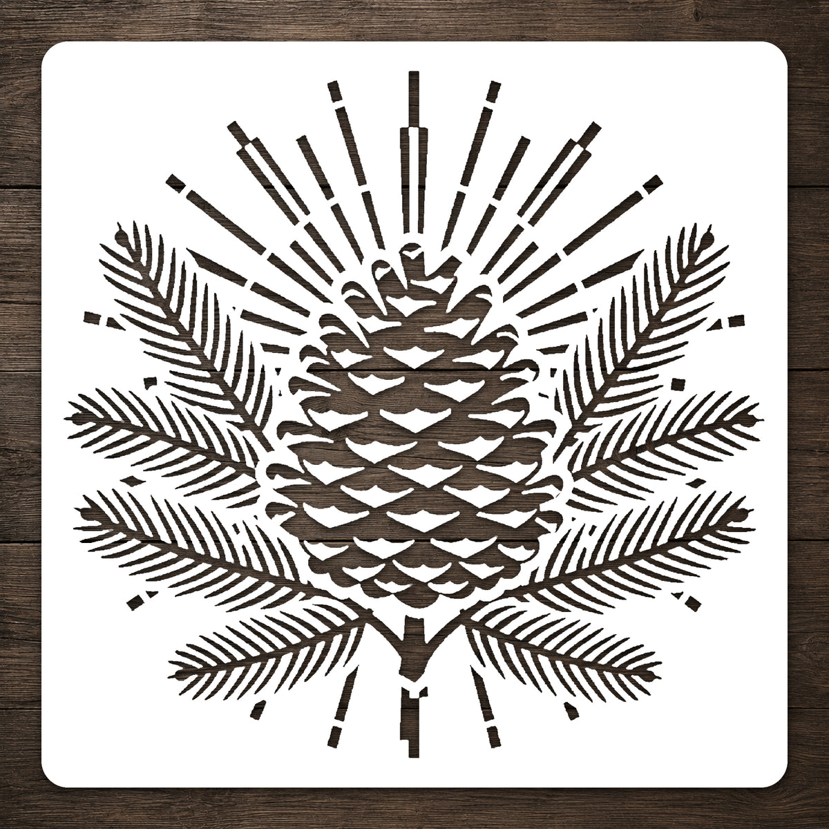 Pine Cone and Evergreen Branches Reusable Mylar Stencil for Art and DIY Crafts Template