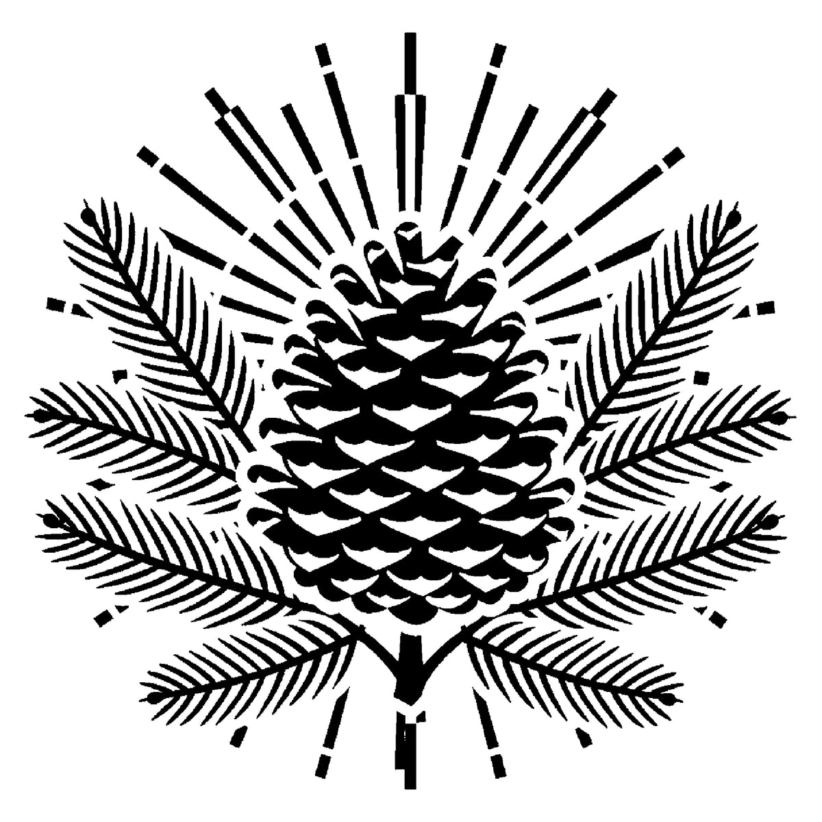 Pine Cone and Evergreen Branches Reusable Mylar Stencil for Art and DIY Crafts Template