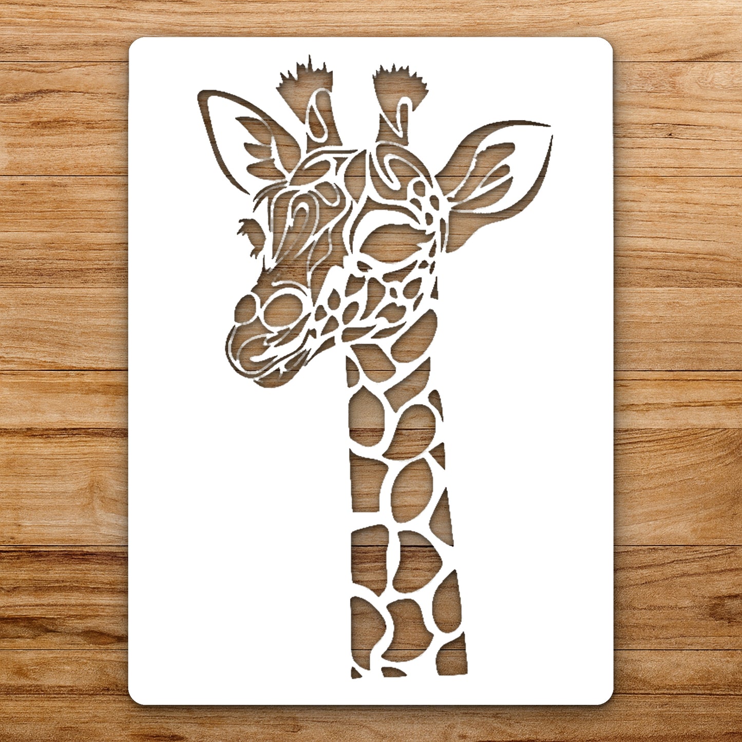 Giraffe Head With Elongated Neck Features reusable Mylar wall painting stencil