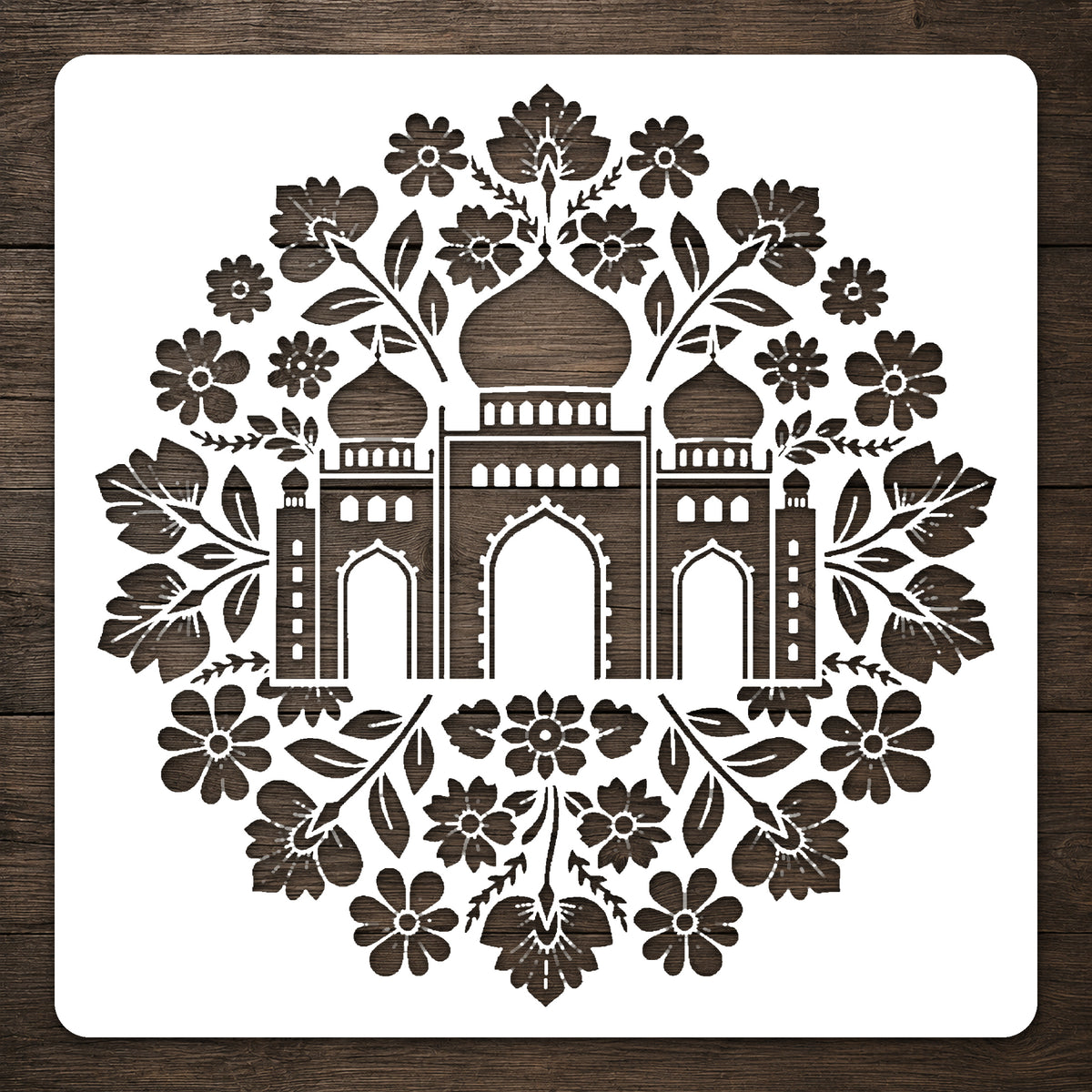 Desert Palace Stencil with Domes and Arched Gateways for Art and DIY Crafts Template