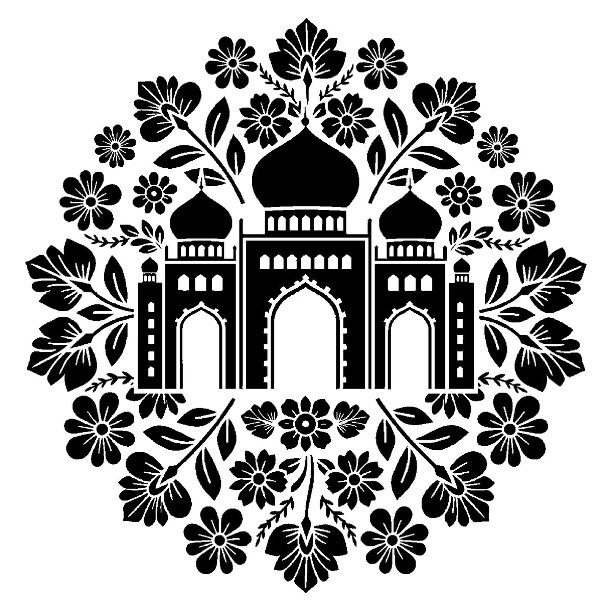 Desert Palace Stencil with Domes and Arched Gateways for Art and DIY Crafts Template