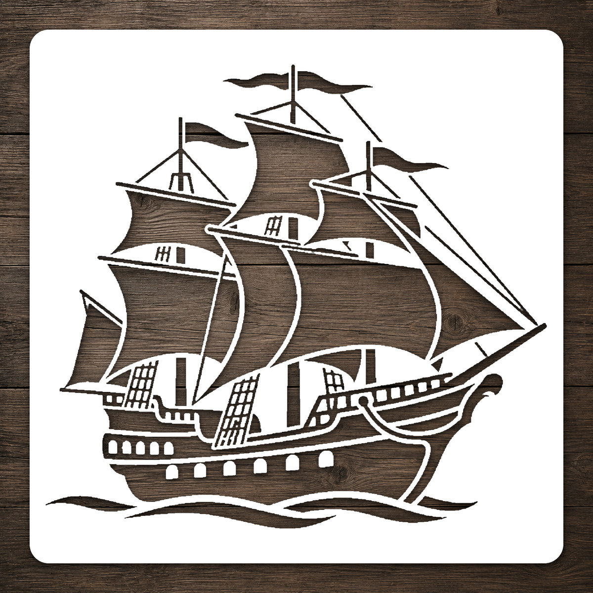 Ornate Pirate Ship Side View Stencil for Art, DIY Crafts, and Home Decor Template