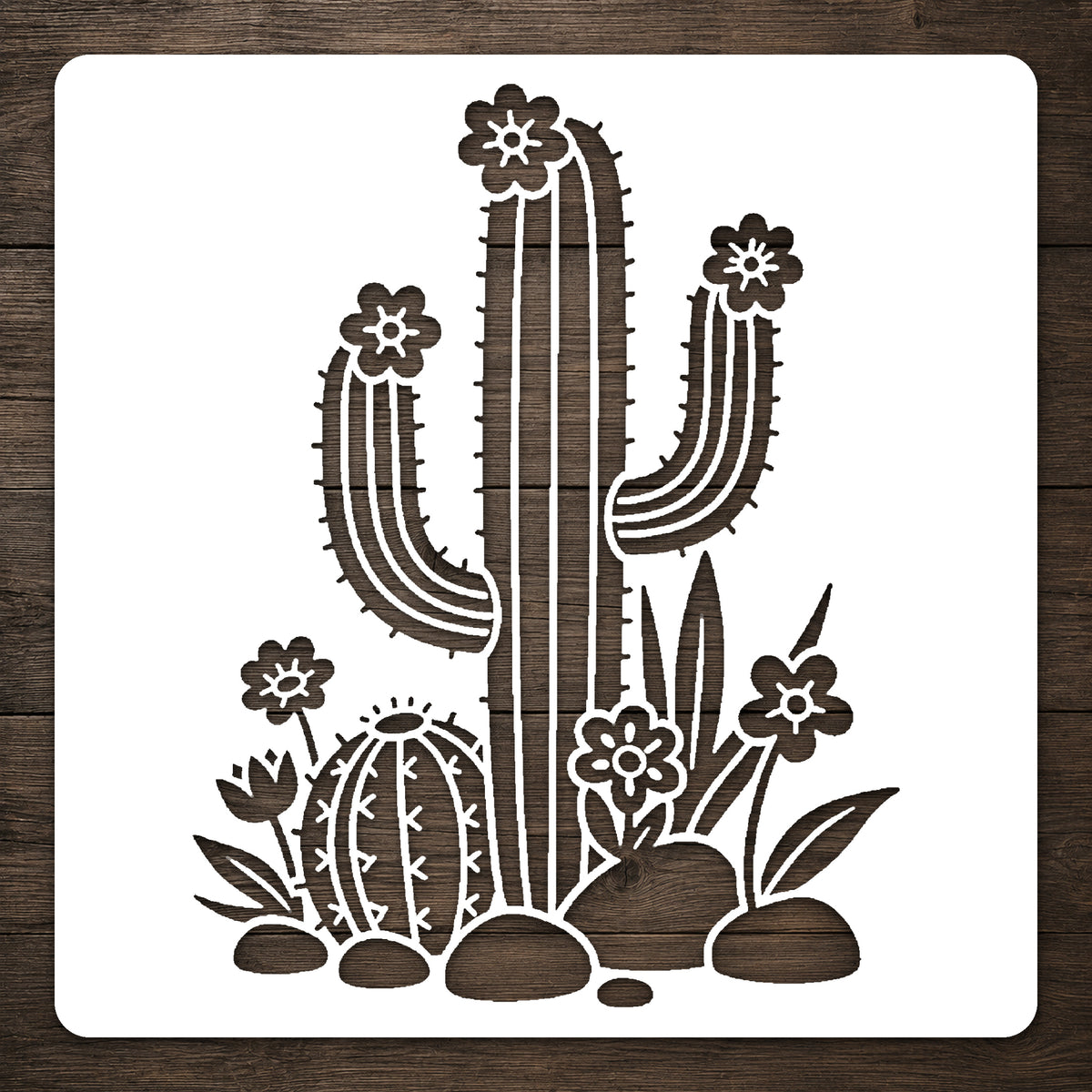 Cactus Garden Stencil for DIY Crafts and Home Decor - Unique Gift Idea Template